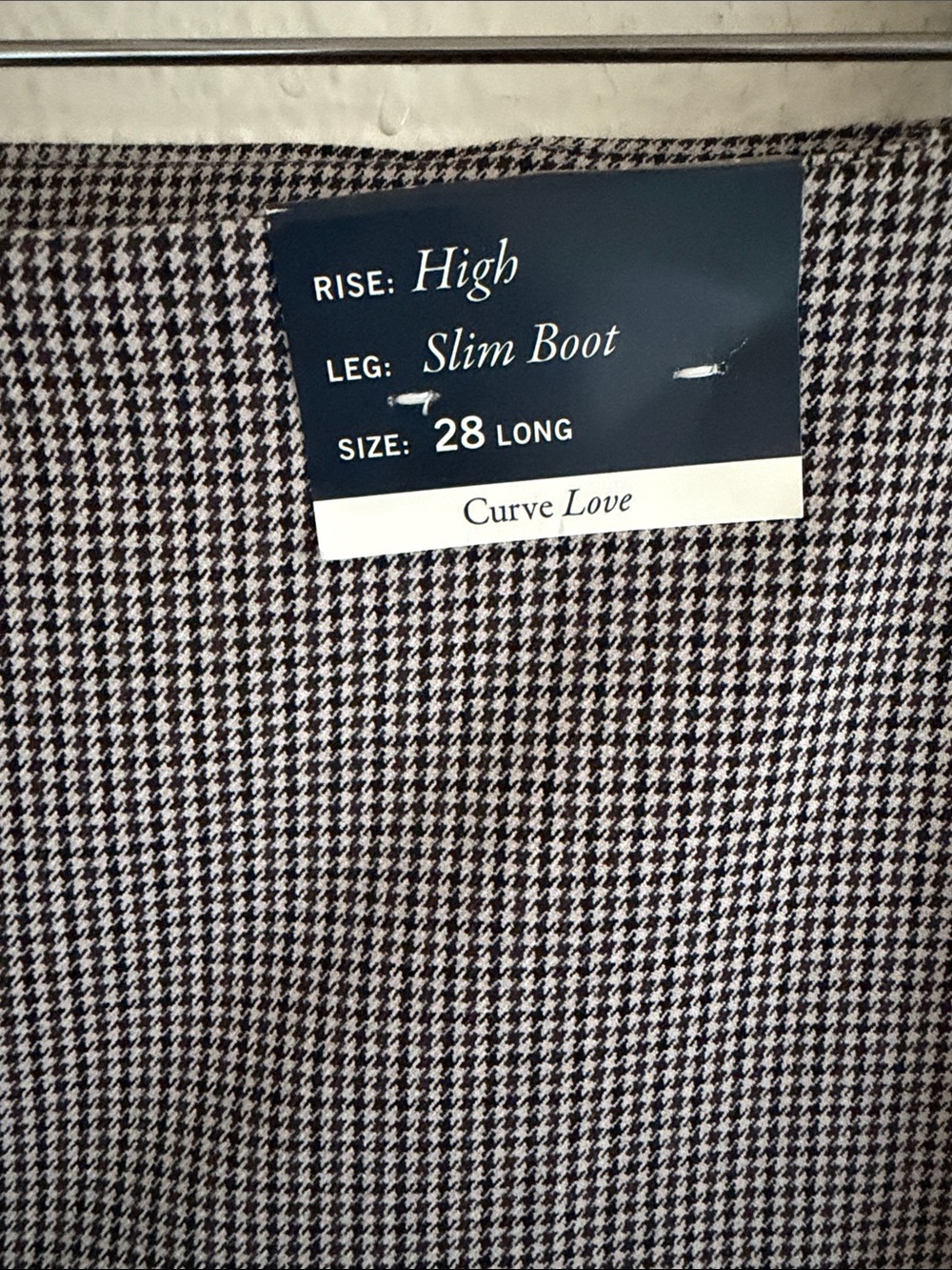 Abercrombie & Fitch high rise bootcut pants in beige houndstooth size 28/6 Long - Picture 9 of 10